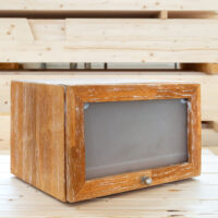 contenitore porta pane in legno con vetro satinato